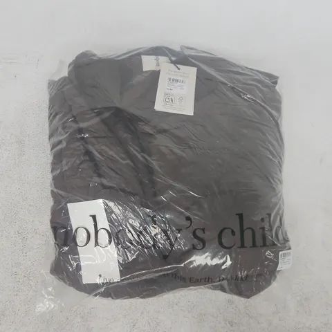 BAGGED NOBODY'S CHILD QUILTED BLOUSON BOMBER JACKET IN CHOCOLATE SIZE UK XS