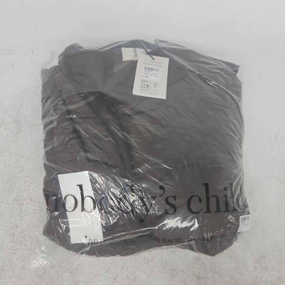 BAGGED NOBODY'S CHILD QUILTED BLOUSON BOMBER JACKET IN CHOCOLATE SIZE UK XS