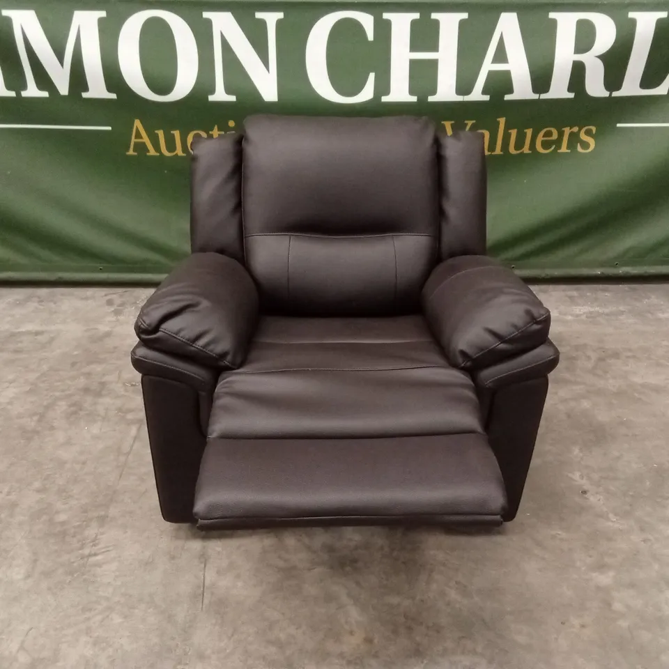 ALBION LUXURY FAUX LEATHER HIGH BACK MANUAL RECLINER ARMCHAIR - CHOCOLATE RRP £499