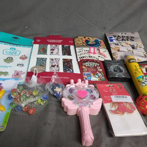 APPROXIMATELY 10 ASSORTED TOYS & GAMES PRODUCTS TO INCLUDE JELLYCAT STICKERS, CARD GAMES AND MARBLES