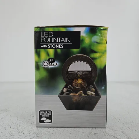 LED FOUNTAIN WITH STONES - DECORATIVE TABLETOP WATER FEATURE