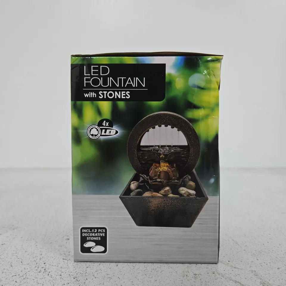 LED FOUNTAIN WITH STONES - DECORATIVE TABLETOP WATER FEATURE