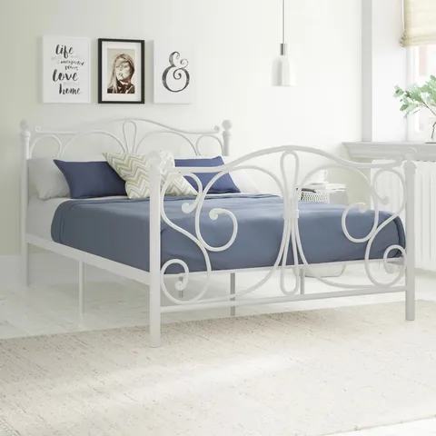 BOXED OROURKE BED FRAME - WHITE // SIZE: DOUBLE (1 BOX)