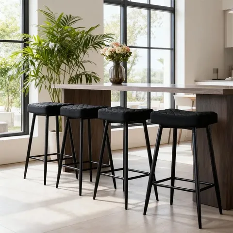 BOXED UPHOLSTERED VELVET 70CM HEIGHT COUNTER STOOL (SET OF 4) (1BOX)