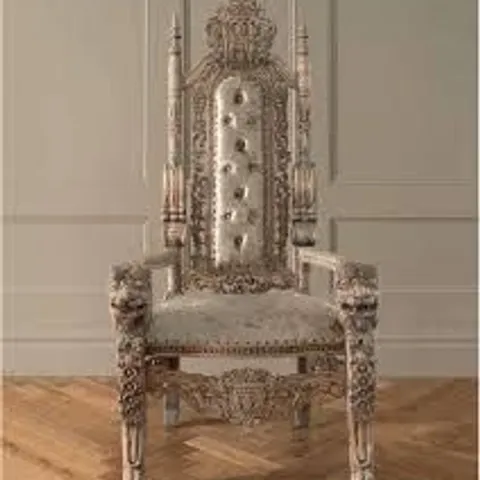 BRAND NEW BOXED HOMESDIRECT365 MEDIUM NATURAL WOOD ANTIQUE FRENCH STYLE THRONE
