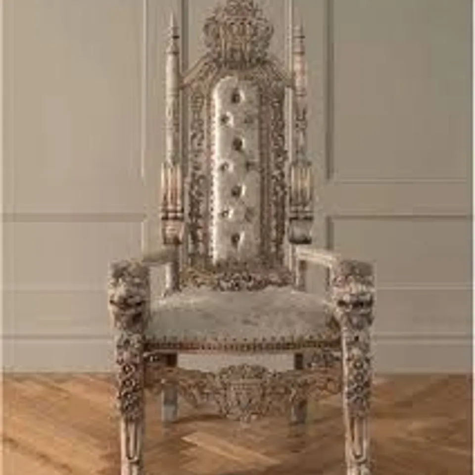BRAND NEW BOXED HOMESDIRECT365 MEDIUM NATURAL WOOD ANTIQUE FRENCH STYLE THRONE 