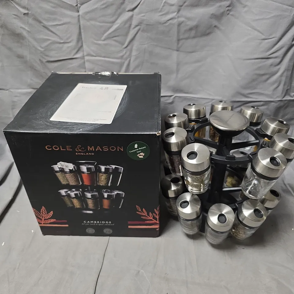 COLE & MASON CAMBRIDGE 20-JAR HERB & SPICE CAROUSEL - 1 MISSING JAR - COLLECTION ONLY