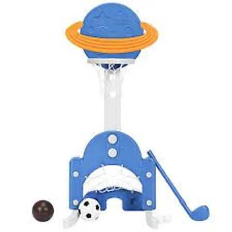 BOXED KIDS BASKETBALL HOOP SET ADJUSTABLE SPORTS ACTIVITY CENTER W/ BALLS BLUE TY327811NY