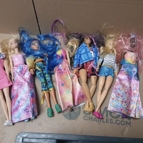 SEVEN ASSORTED DOLLS TO INCLUDE; BARBIE AND BRATZ
