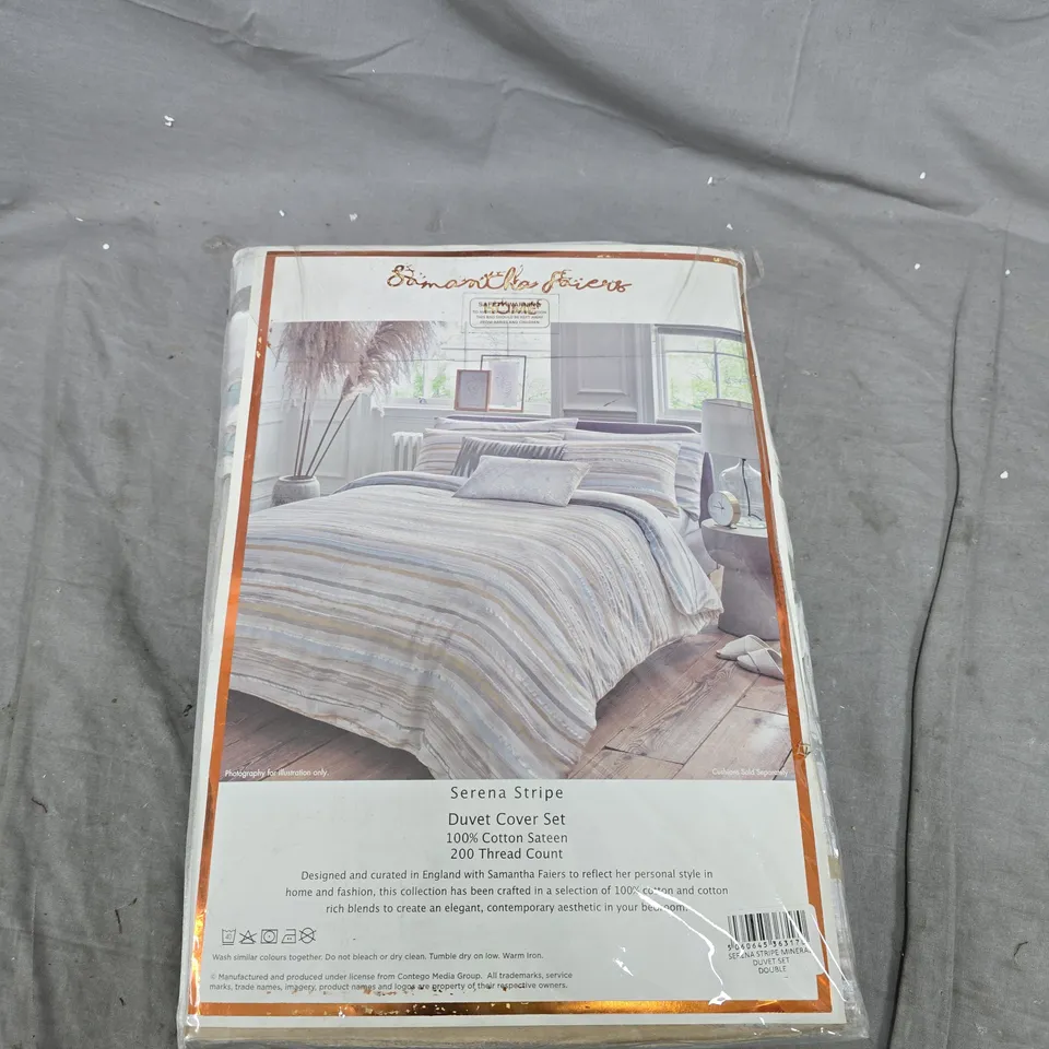 SERENA STRIPE DUVET COVER SET – DOUBLE, 100% COTTON SATEEN, 200 THREAD COUNT