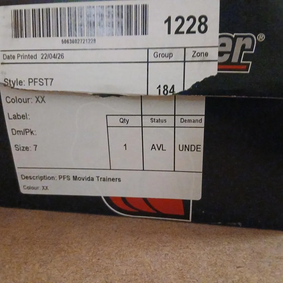 U POWER PFS MOVIDA TRAINERS – UK SIZE 7 (GREY/BLACK)