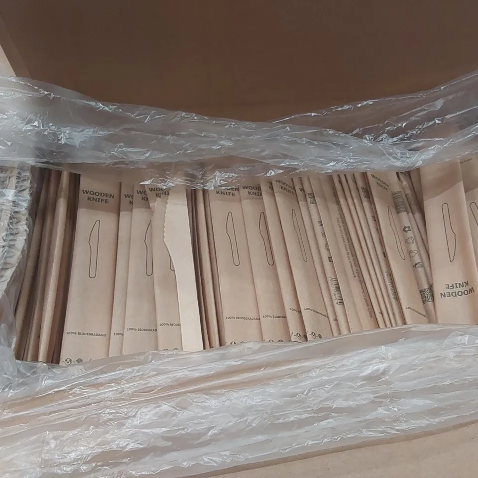 PALLET CONTAINING APPROXIMATELY 30,000 ENVIRONMENTALLY FRIENDLY DISPOSABLE WOODEN KNIVES