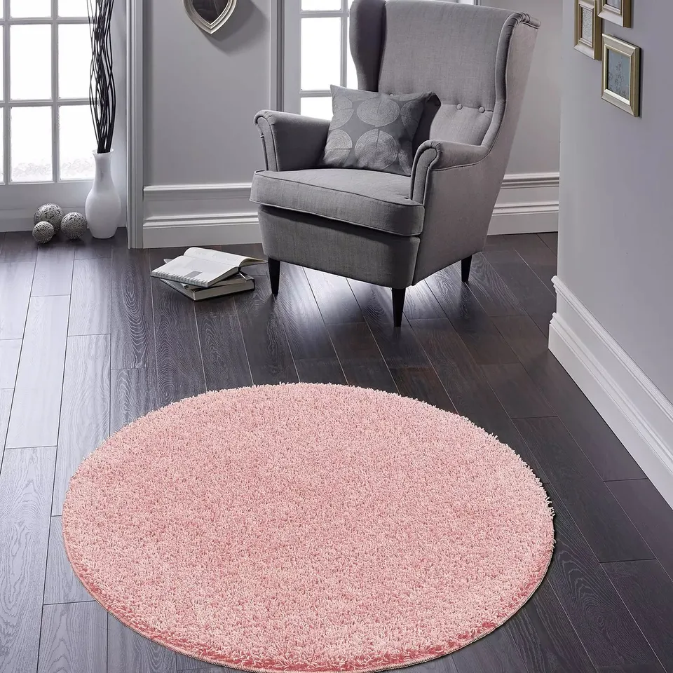 BUDDY WASHABLE SHAGGY CIRCLE RUG PINK