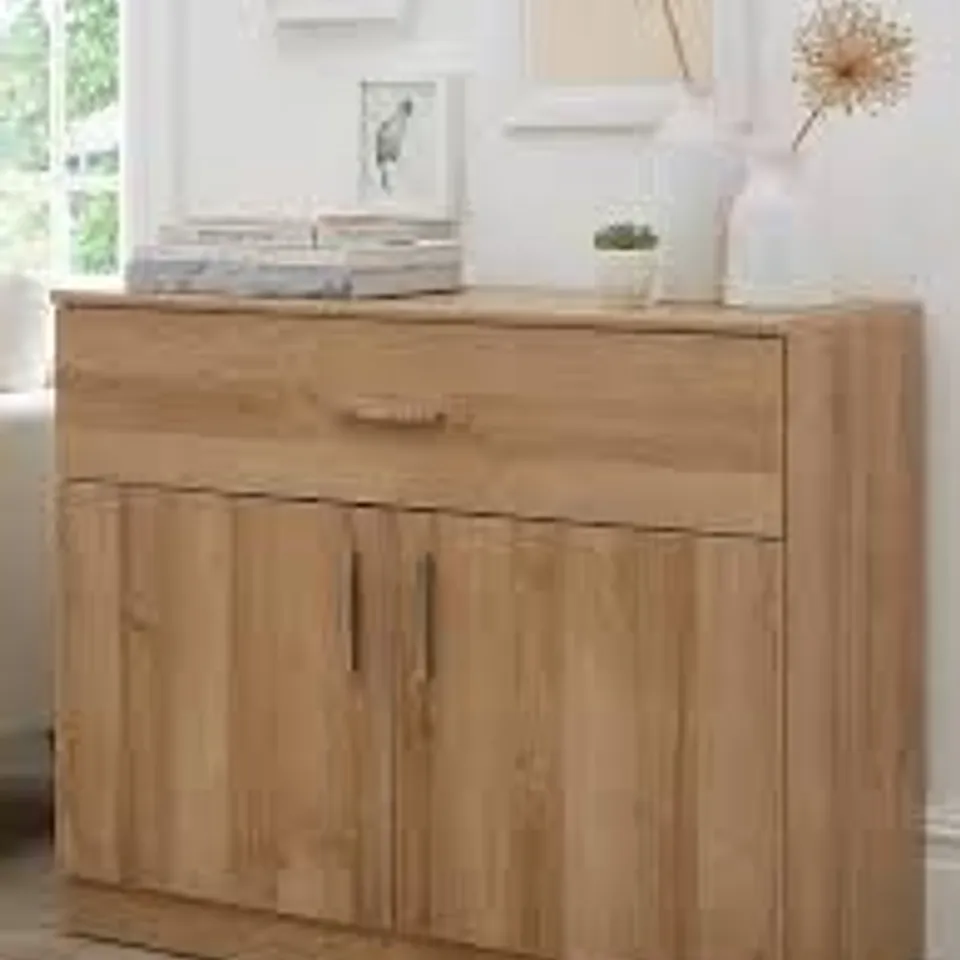 BOXED PANAMA 2 DOOR, 1 DRAWER COMPACT SIDEBOARD - COLLECTION ONLY  RRP £198