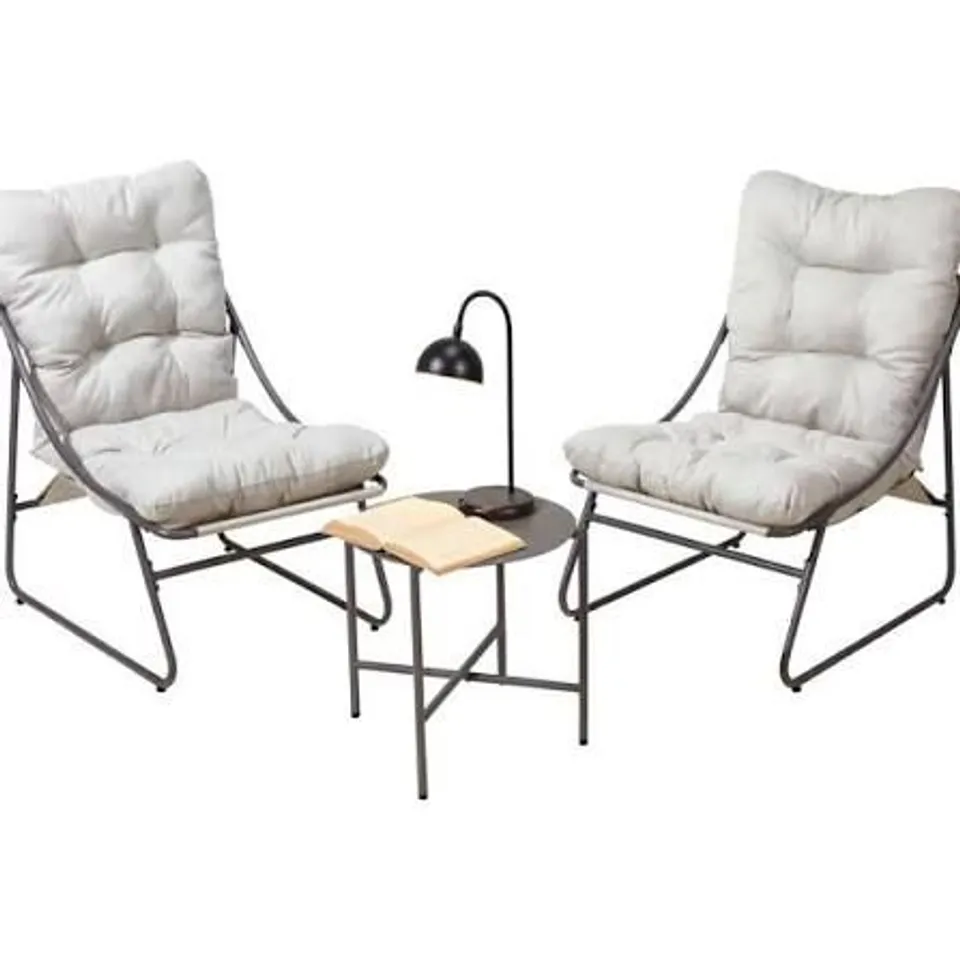 BOXED SAMBA STEEL KD SLING CHAIR WITH CUSHIONS (SET OF 3) - BEIGE (1 BOX)
