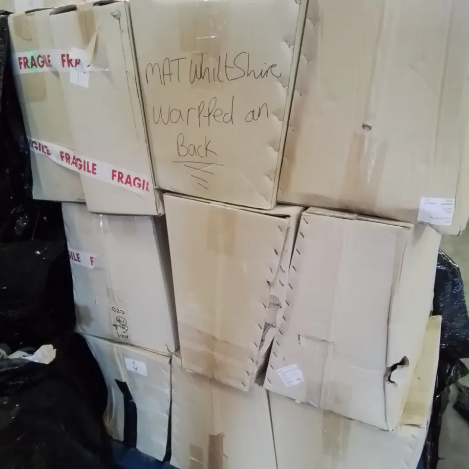 PALLET OF APPROXIMATELY 18 BOXED BATHROOM ITEMS, INCLUDING , TULSA CERAMIC BASINS, AURORA BTW WC PANS, 
