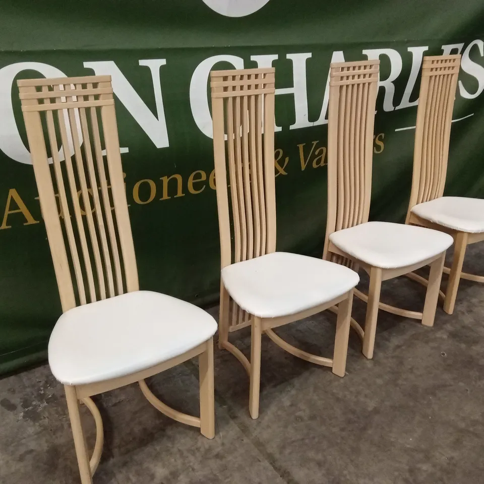 SET OF 4 QUALITY DESIGNER TALL-BACK DINING CHAIRS