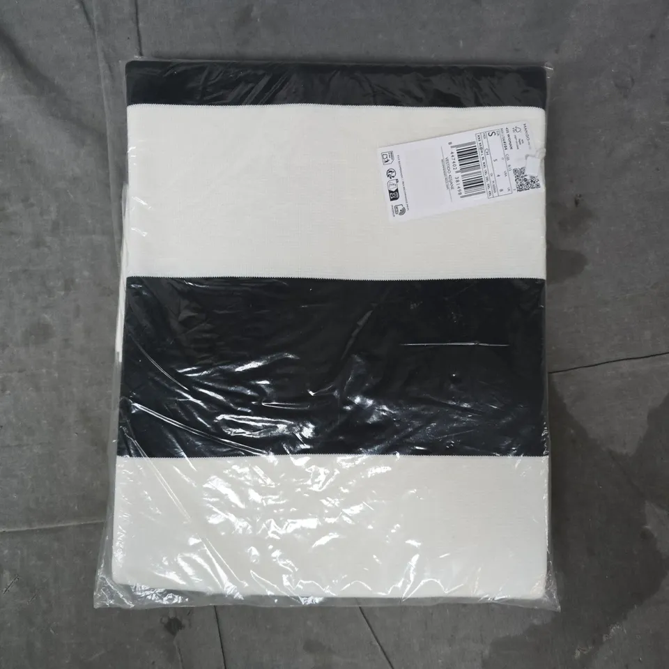 BAGGED MANGO JANE STRIPE MINI DRESS IN NATURAL WHITE/BLACK SIZE UK 8