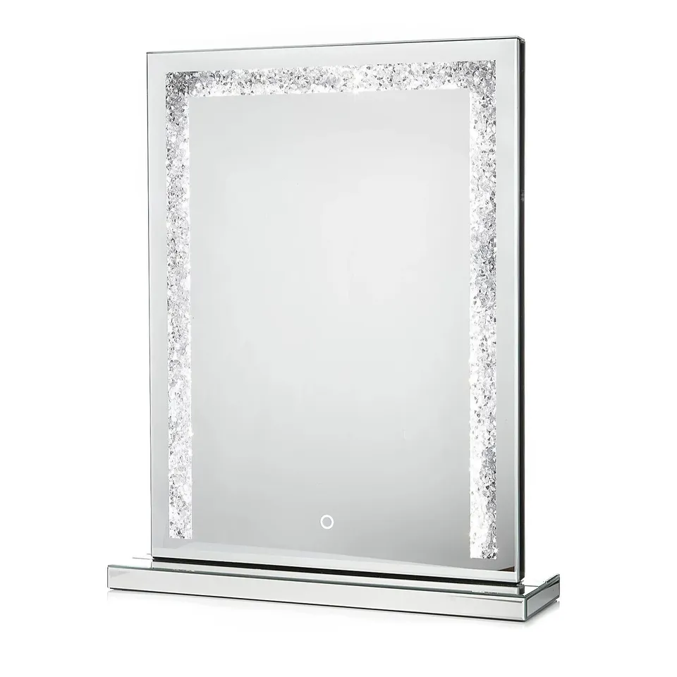 JM BY JULIEN MACDONALD LARGE ENCAPSULATED CRYSTAL LIGHT UP TABLE MIRROR - COLLECTION ONLY