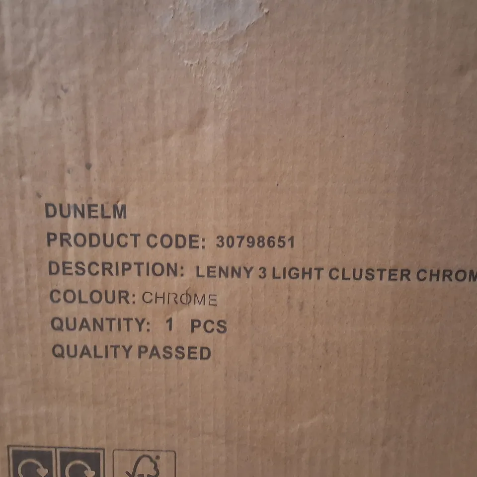 BOXED DUNELM LENNY 3-LIGHT CEILING CLUSTER CHROME