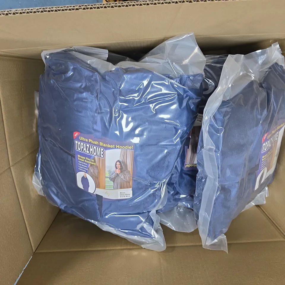 BOX OF APPROXIMATELY 10 TOPAZ HOODIE BLANKET - ONE SIZE - BLUE