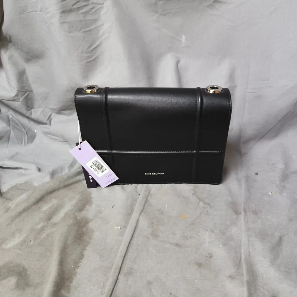 BLACK LEATHER HANDBAG WITH GOLD-TONE HARDWARE