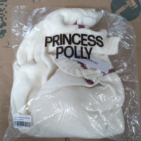 BAGGED PRINCESS POLLY STAR TRACK GRAPHIC JUMPER IN CREAM/RED - US 4
