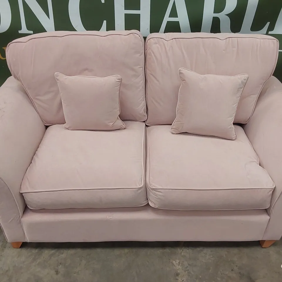QUALITY DESIGNER 3 SEATER PINK VELVET SOFA 