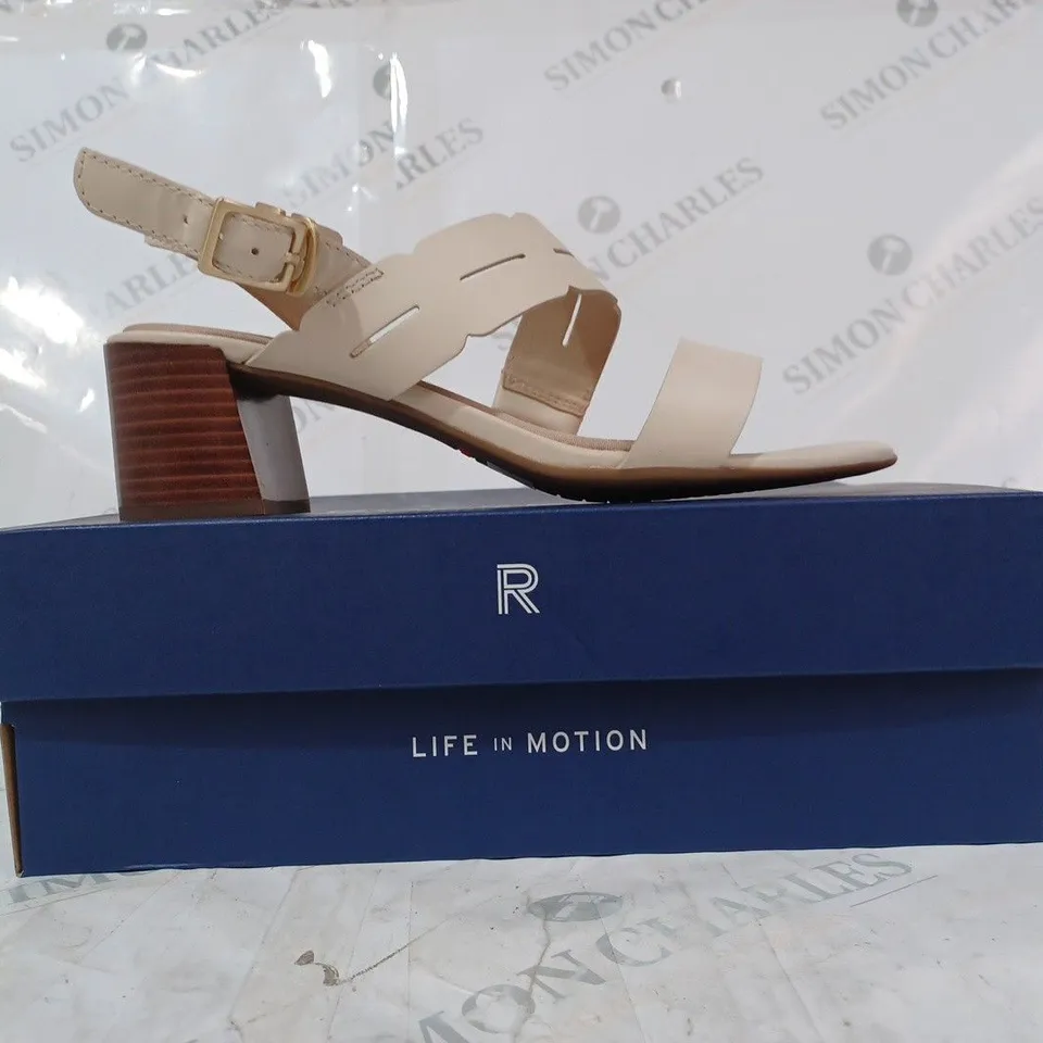 BOXED PAIR OF ROCKPORT ALAINA HEELED SANDALS IN CREAM UK SIZE 7