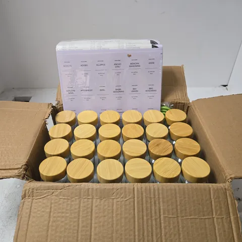 ROUND GLASS SPICE JARS WITH LABELS