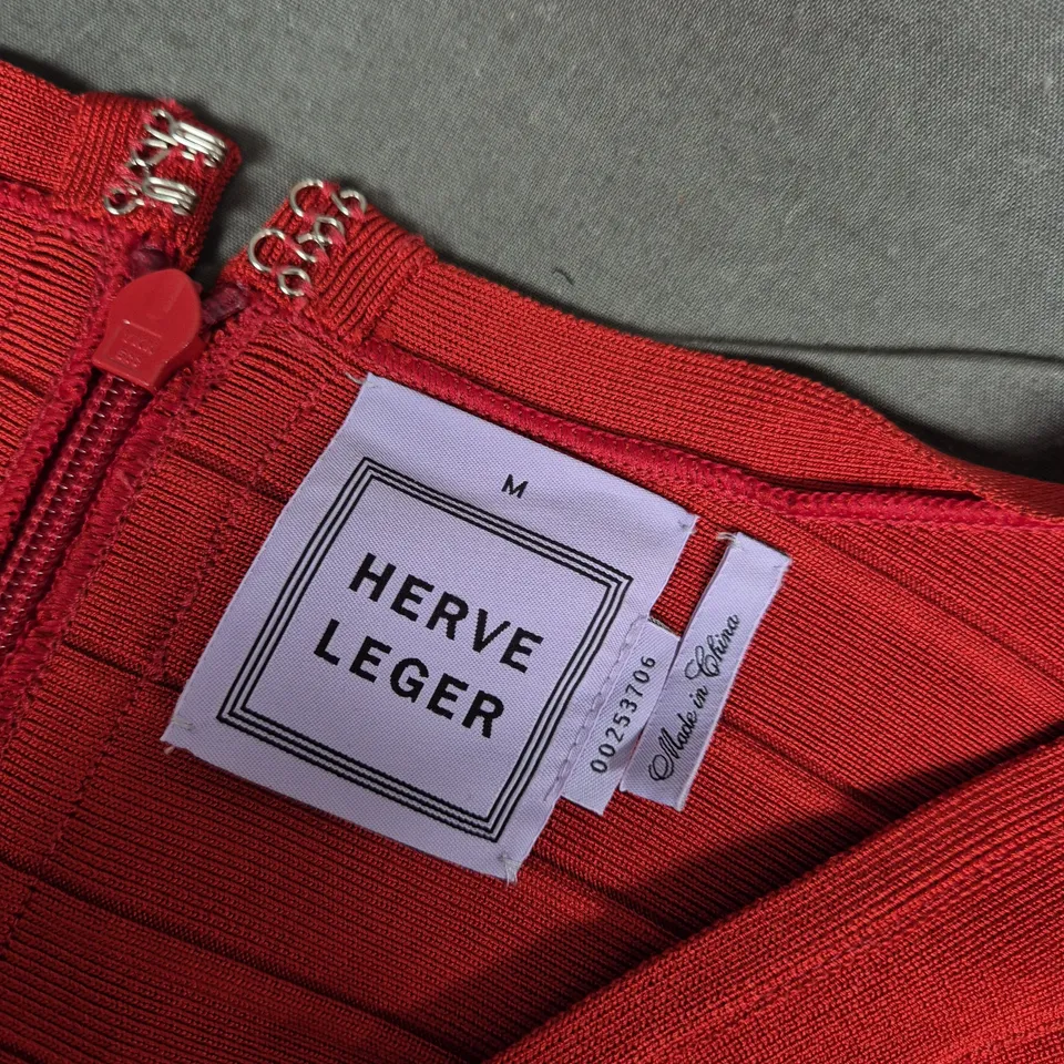 HERVÉ LÉGER RED BANDAGE DRESS – SIZE M