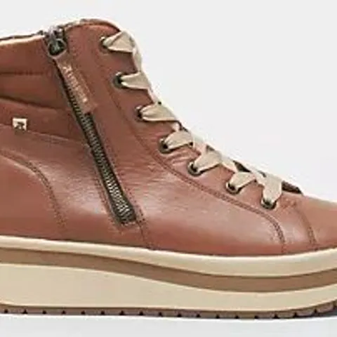 PAIR OF RIEKER HIGH TOP TRAINERS IN TAN SIZE 5