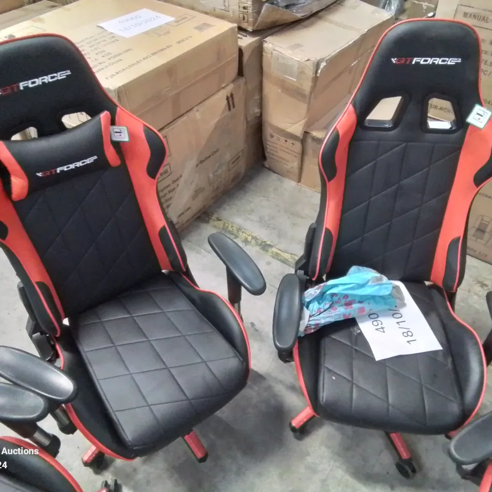 SELECTION OF 4 FAULTY/BROKEN GT FORCE BLACK/RED GAMING CHAIRS