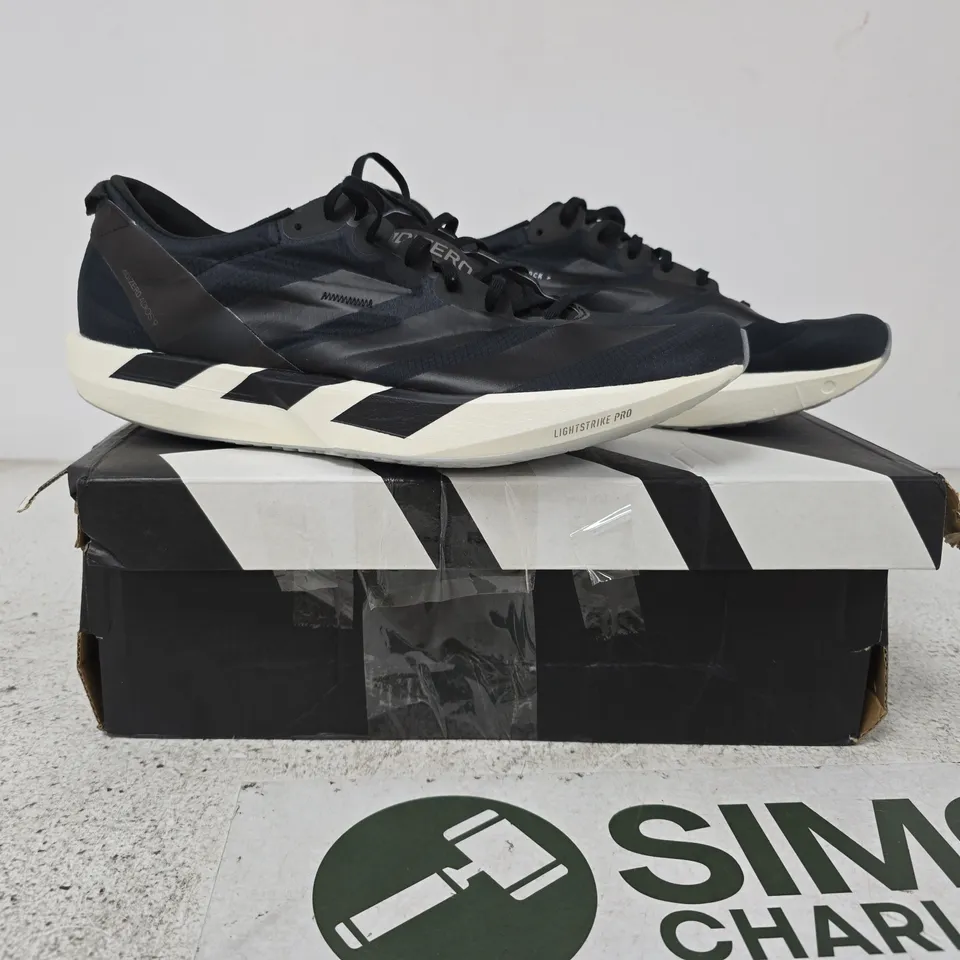 BOXED MENS RUNNING ADIZERO ADIOS 9 TRAINERS - BLACK SIZE UK 10