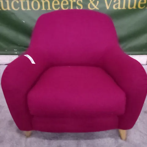 QUALITY DESIGNER ARMCHAIR - DARK PINK FABRIC