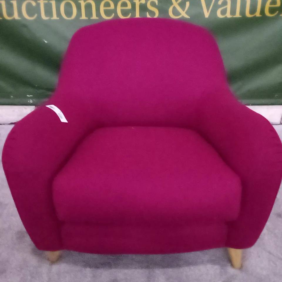 QUALITY DESIGNER ARMCHAIR - DARK PINK FABRIC