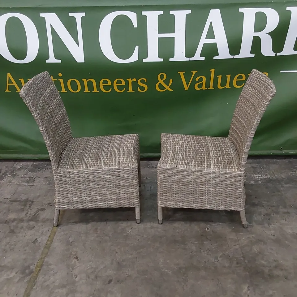 SET OF 2 DESIGNER GREY RATTAN DINING CHAIRS