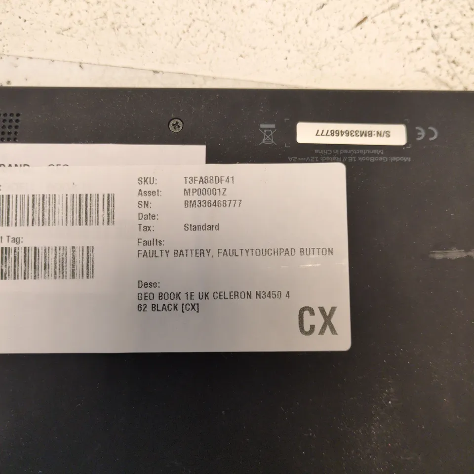 GEOBOOK 1E LAPTOP – UK, CELERON N3450, BLACK (FAULTY BATTERY & TOUCHPAD)