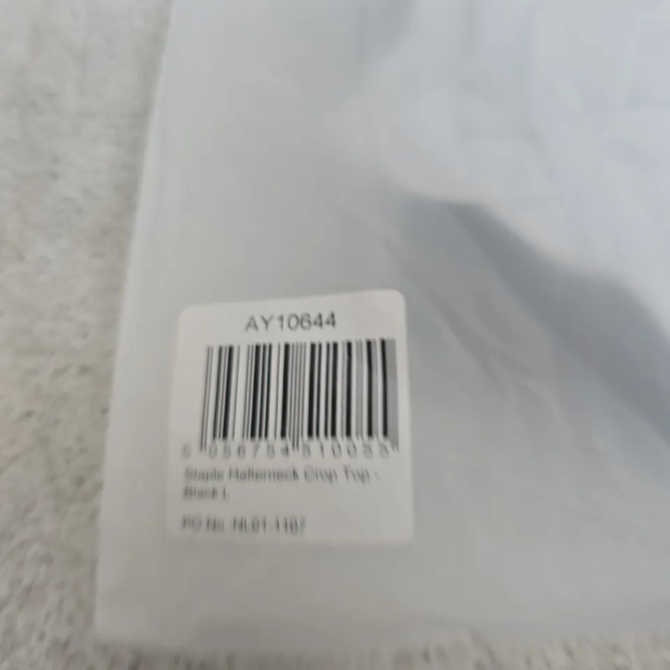 BAGGED AYBL HALTERNECK CROP TOP – BLACK - SIZE LARGE 