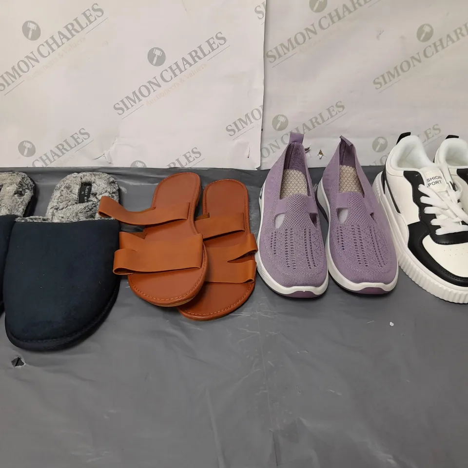 BOXED LOT OF ASSORTED PAIRS OF SHOES. VARIOUS STYLES, COLOURS AND SIZES