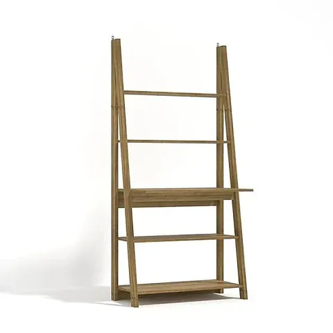 BOXED TIVA OAK LADDER COMPUTER DESK LEANING BOOKCASE PC LAPTOP SHELVING UNIT (1 BOX)
