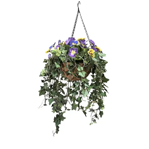 OUTLET GARDEN REFLECTIONS PRE-LIT FAUX PANSY HANGING BASKET