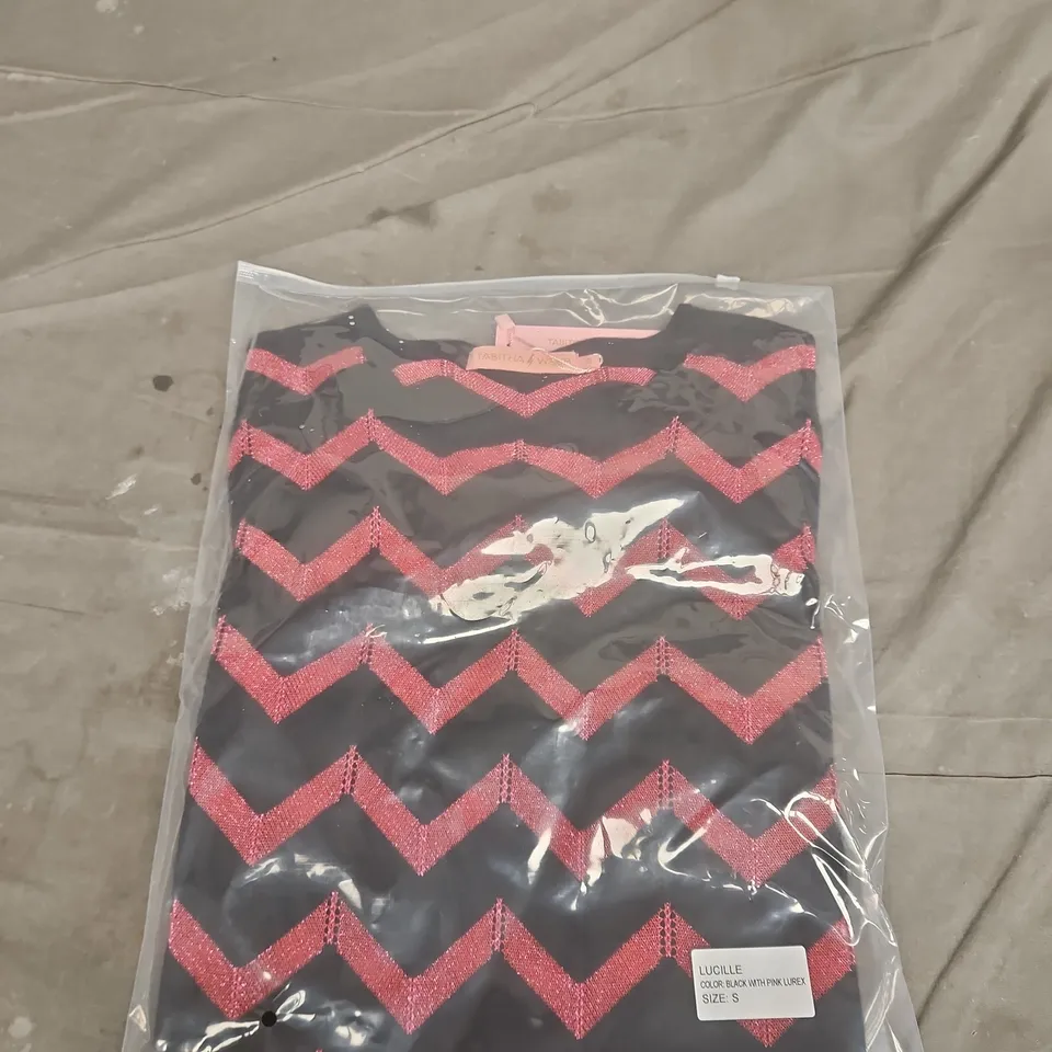 TABITHA WEBB LUCILLE JUMPER BLACK WITH PINK CHEVRONS SIZE S