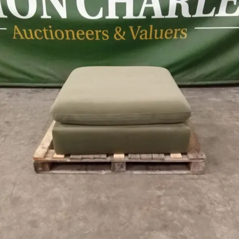 QUALITY DESIGNER ASHER GREEN VELVET FOOTSTOOL