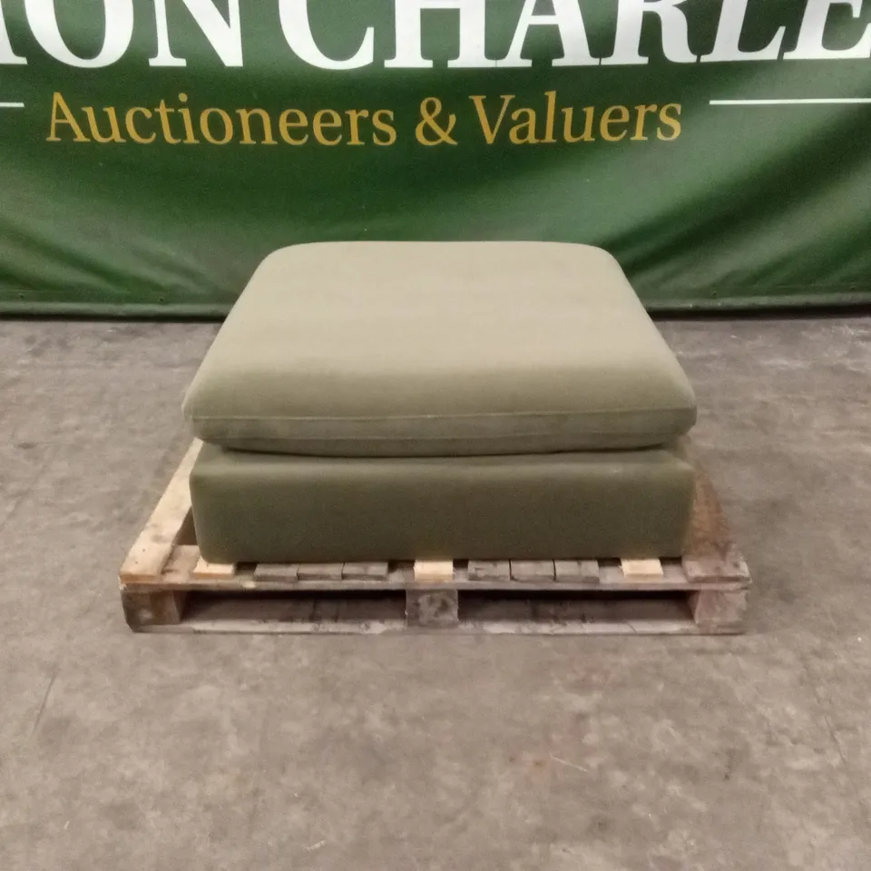 QUALITY DESIGNER ASHER GREEN VELVET FOOTSTOOL