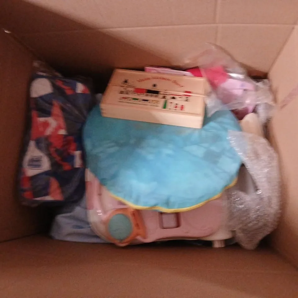 LARGE QUANTITY OF ASSORTED TOYS AND ACCESSORIES TO INCLUDE; ANIMAL STACKERS, PAINT POP BLOW PENS, BLOOMING PARIS JIGSAW AND ENGLAND BOOT BAG