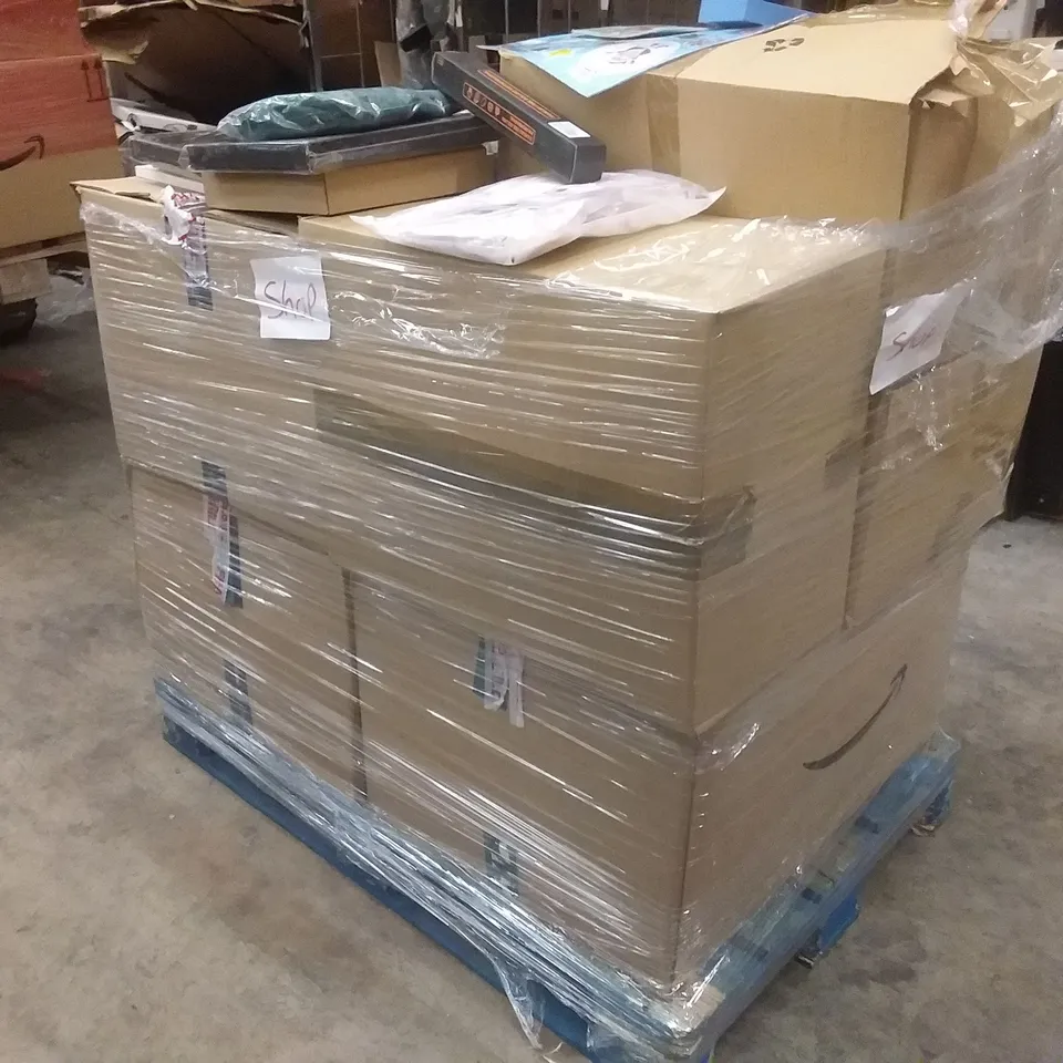 PALLET OF ASSORTED ITEMS INCLUDING A STAINLESS STEEL ROLLING PIN, OIL MARINADE, GLOVES, GALLAWAY LEATHER PORTFOLIOS ETC