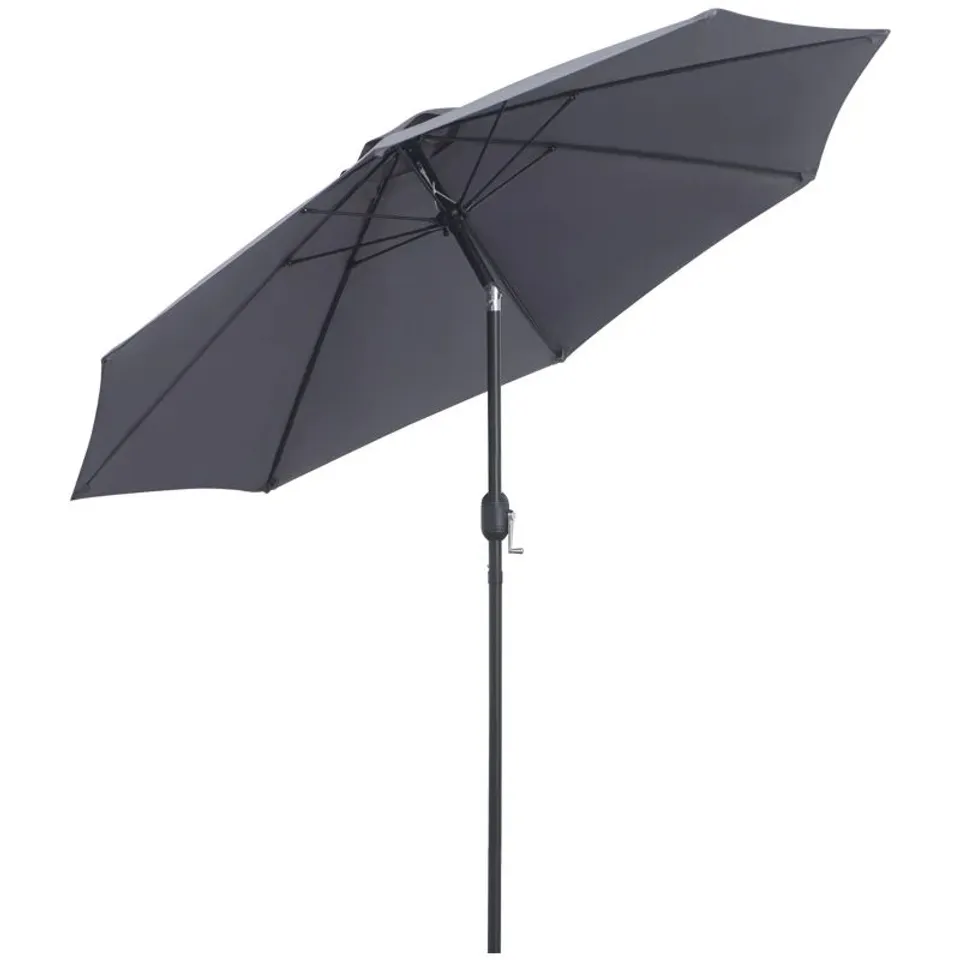 BOXED OUTSUNNY 2.7m GARDEN PARASOL UMBRELLA WITH GLASS FIBRE RIBS AND ALUMINIUM FRAME - CHARCOAL GREY (1 BOX)