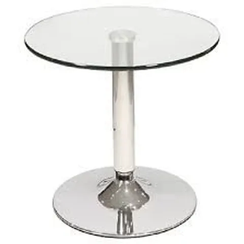 BRAND NEW BOXED BELIZE CLEAR GLASS BISTRO SIDE TABLE (1 BOX)
