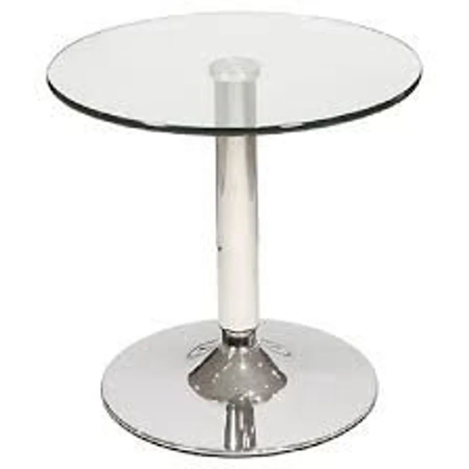 BRAND NEW BOXED BELIZE CLEAR GLASS BISTRO SIDE TABLE (1 BOX)